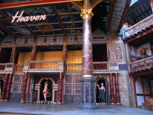 Stage of Shakespeare's Globe Theatre, set of Dr Faustus